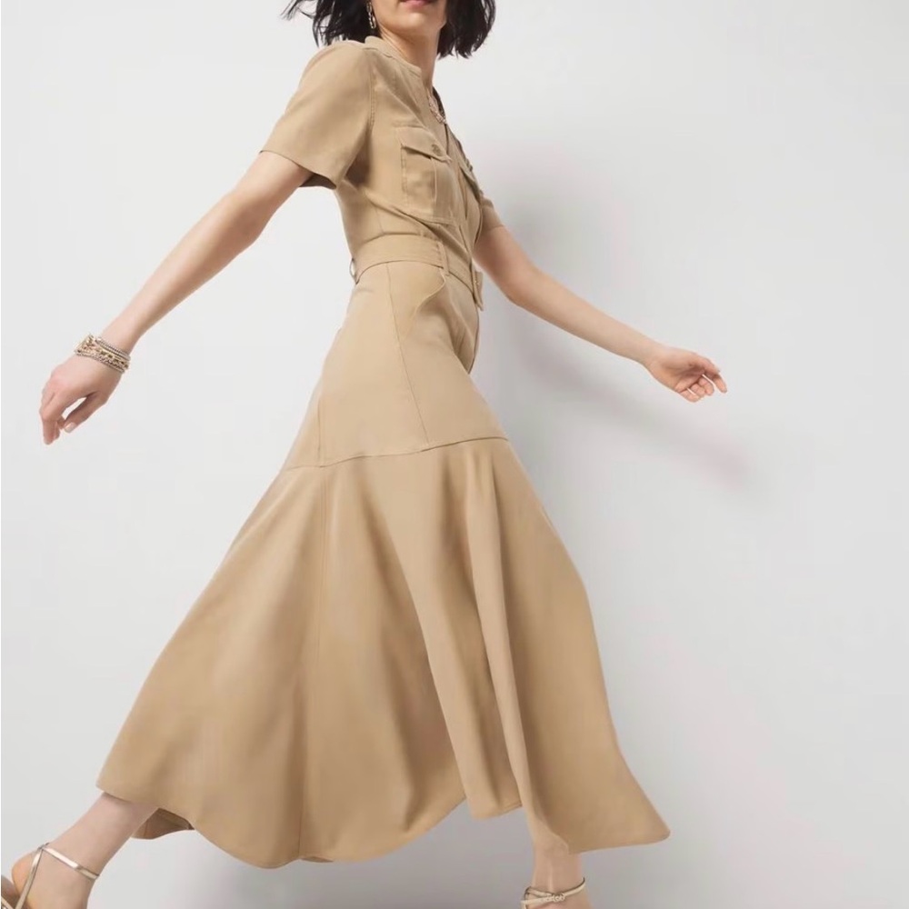 Women's Tan A-Line Maxi Skirt